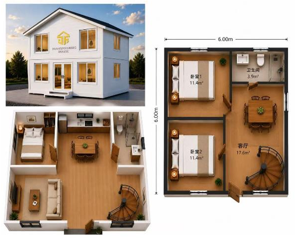 Kit solaire résidentiel installé avec maison préfabriquée